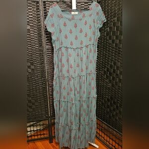 Natural Life L/XL Tiered Empire Waist Maxi Dress